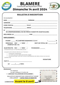 Vide grenier inscription 2024